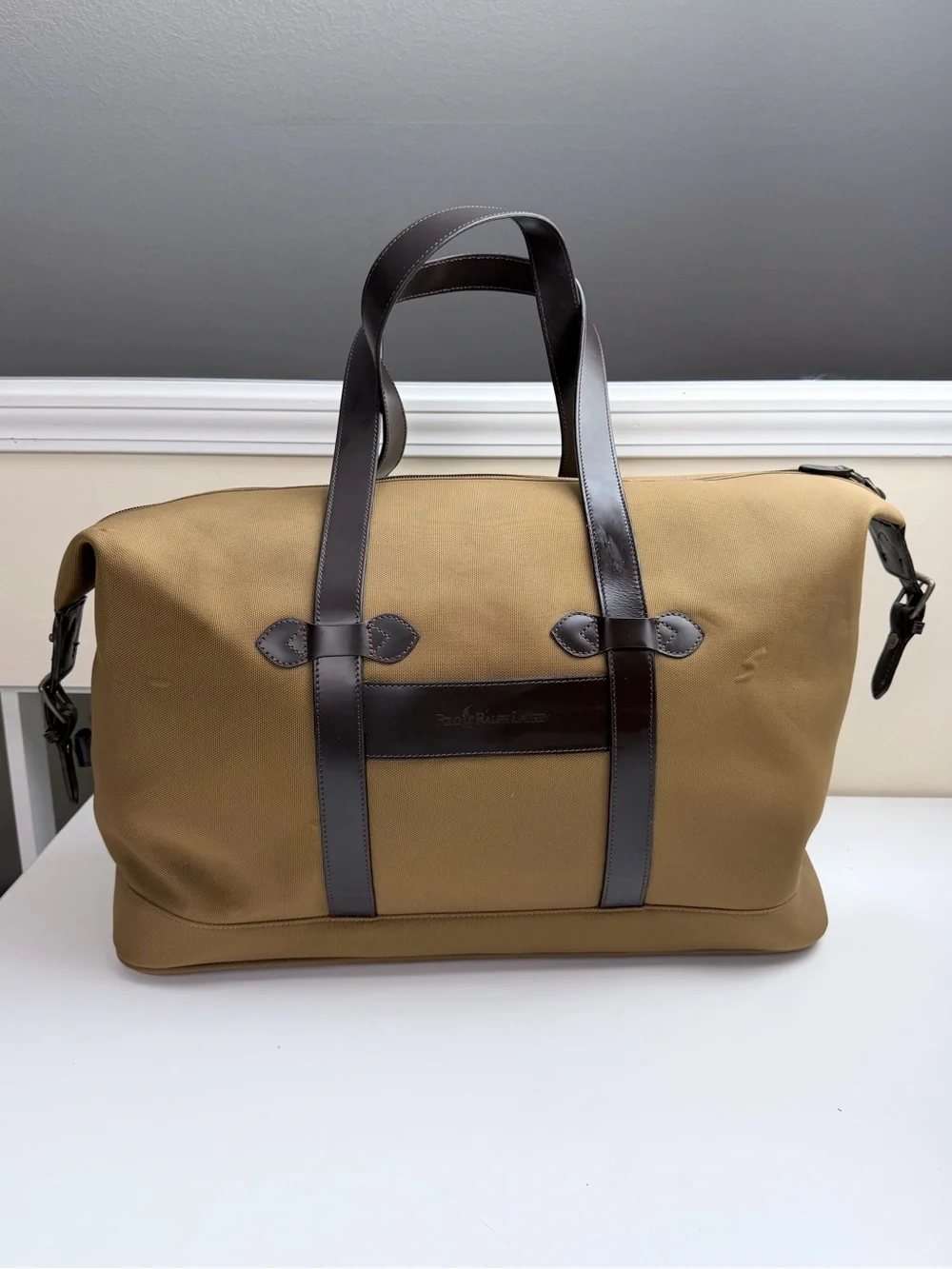 Vintage Polo Ralph Lauren Luggage Duffel Weekender Bag Tan